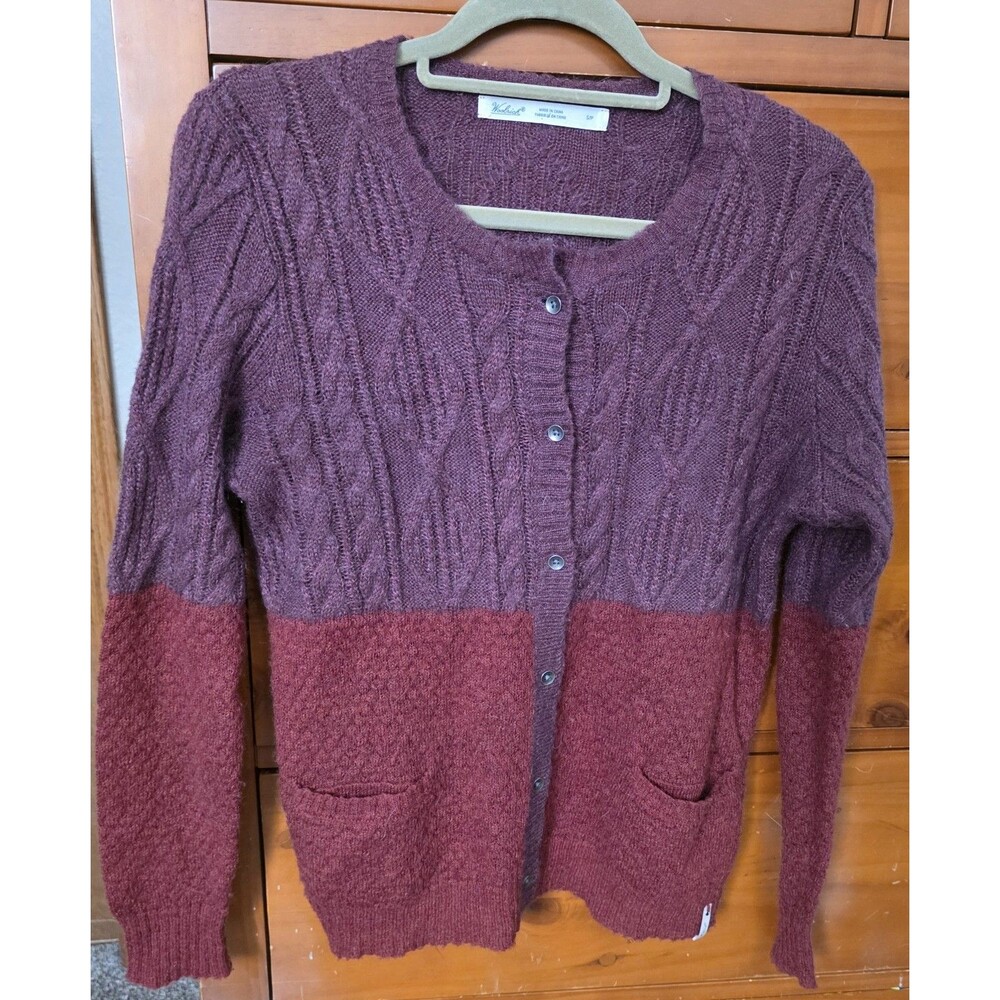 Woolrich Cardigan Button  Down Size Small Two Tone Red Wool Blend Classic